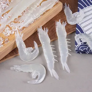 Realistic Simulation Transparent Shrimp Keychain PVC Artificial Seafood Prawn Food Model Pendant Display Prop Novelty