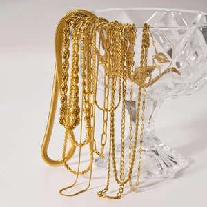 Gold Plated Stainless Steel Necklace Chain Various Styles Figaro Snake O-Chain For DIY Jewelry Making Unisex Minimalist