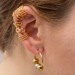 Coffret de bagues d'oreilles en acier inoxydable doré 18K avec motifs chaine et étoile