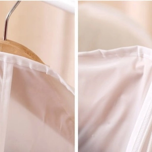 Translucent PEVA garment dust cover with durable zipper for closet clothes storage
