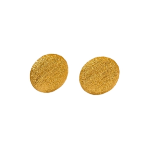 Ovale Ohrstecker aus Edelstahl in Gold mit matter Lava-Textur für Damen im Trend