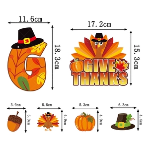 Thanksgiving party decorations set with turkey, pumpkin and maple leaf banner sizes