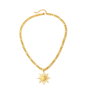 Collier minimaliste avec pendentif tournesol doré et chaîne Figaro pour femme