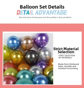 Detail of metallic chrome latex balloons in assorted colors with thick explosion-proof texture