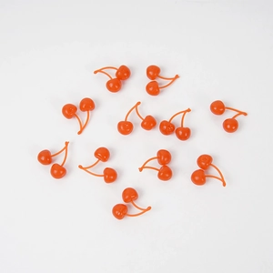 Miniature bright orange-red artificial cherry models for DIY cake and craft decoration