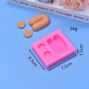 Pink silicone DIY mold for bear and rabbit fondant cake decoration and chocolate baking