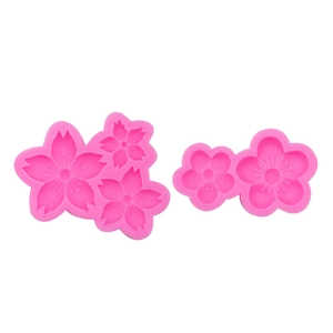 Pink cherry blossom silicone mold set for chocolate fondant and cake decoration