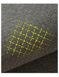 Macro detail of anti-slip rug backing made of cotton linen and silicone weave