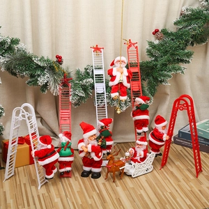 Electric climbing Santa Claus with ladder and sled figures for Christmas home decor