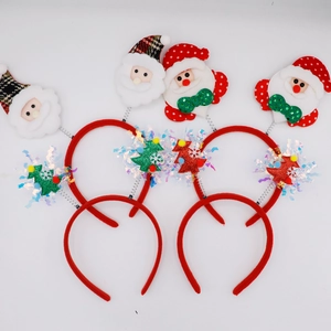 Set of 4 Christmas headbands featuring Santa Claus and sequin Christmas trees decorations