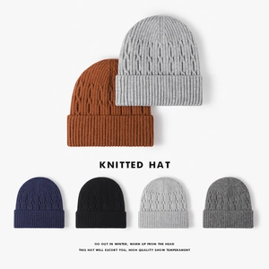 Winter Beanie Hat Cable Knit Fleece Lined Thickened Warm Outdoor Solid Color Soft Knitted Cap