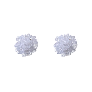 Minimalist silver cluster stud earrings with clear sparkling crystals for women