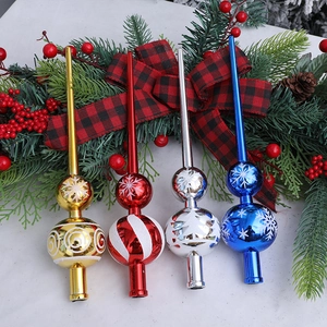 Christmas Tree Topper Spire Plastic Snowflake Pattern Finial Ornament Electroplated Shiny Holiday Home Party Decoration