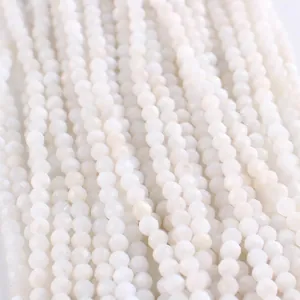 Close-up of 3mm faceted white natural stone beads for DIY jewelry making