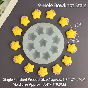 Silicone mold for 9 star bowknot shapes for cake fondant and chocolate DIY crafting