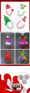 Detail showing the LED battery compartment and light modes for Christmas headbands