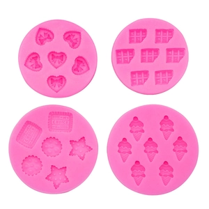 Pink silicone molds set for DIY chocolate bars, cookies, and ice cream shapes
