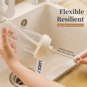 Multifunctional retractable cup brush with flexible head for deep cleaning drinkware