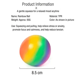 Rainbow stress relief ball made of soft TPR material for anxiety and pressure release