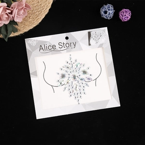 Iridescent crystal body jewels with laser resin diamonds for festive party chest decoration
