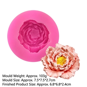 Pink peony silicone mold for 3D flower resin casting and fondant cake decorating
