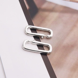 S925 sterling silver rectangular spring clasp for DIY necklace and bracelet jewelry