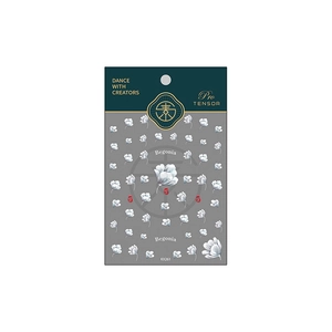Minimalist begonia flower nail stickers set in white and blue design style KX261