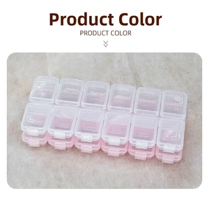 12-compartment plastic organizer box for nail art accessories in white and pink