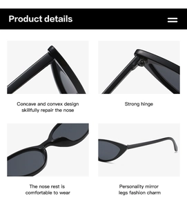 Detail view of strong hinges and comfortable nose pads on black cat-eye sunglasses