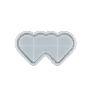 Double heart cloud storage tray silicone mold for DIY crystal resin crafts in gray color