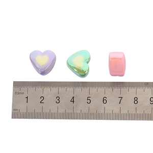 Plated UV two-tone heart beads in purple, green, and pink for DIY jewelry crafts