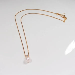 Freshwater Pearl Pendant Necklace Gold Filled Copper Chain With Zircon Minimalist Elegant Princess Jewelry Gift For Women