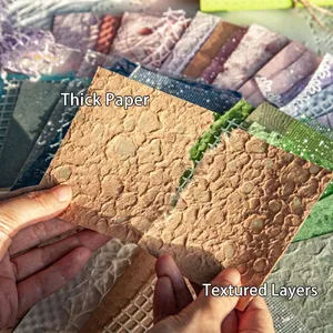 Retro textured handmade paper set with thick layers for DIY journaling and scrapbooking