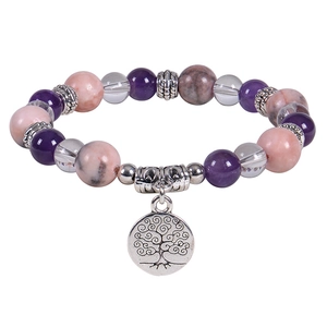 Bracelet En Perles De Pierre Naturelle Avec Pendentif Arbre De Vie Bijoux Yoga Cristal De Guérison