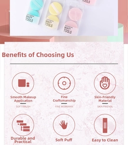 Detail view of ultra soft makeup sponges showing the delicate texture and professional packaging