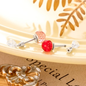Sparkling 6mm faceted crystal ball stud earrings with surgical steel screw backs set