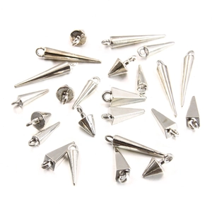 Alloy Cone Spike Charms Silver Plated DIY Jewelry Making Pendants For Necklaces And Keychains Punk Style Accessories