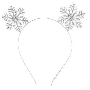 Sparkling silver snowflake headband with crystals for Christmas party costumes