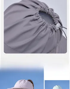 Détail du chapeau de soleil respirant avec trou pour queue de cheval et tissu à séchage rapide