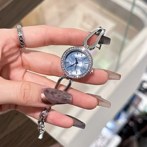 Women Quartz Watch With Rhinestone Bezel Mother Of Artificial Pearl Dial Steel Bracelet Strap Waterproof Fashion Jewelry Wristwatch