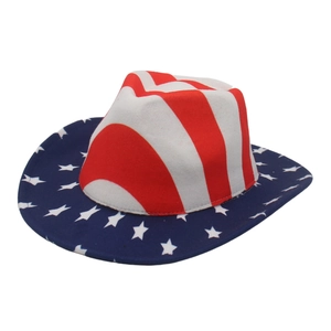 Classic American flag cowboy hat featuring red white stripes and blue star pattern