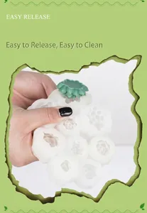 Detail showing flexible white silicone mold for succulents with easy release demonstration