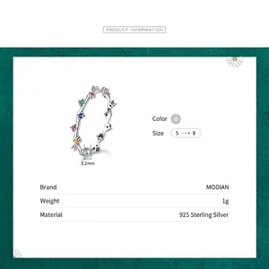 S925 Sterling Silver irregular rainbow stone ring for women, width 3.2mm, sizes 5 to 9