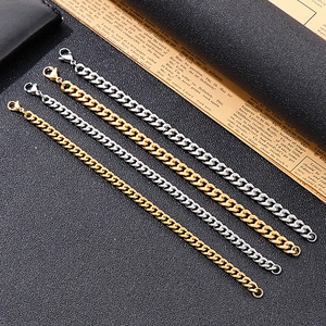 Bracelets gourmettes classiques argentés et dorés avec fermoir mousqueton pour hommes sur cuir