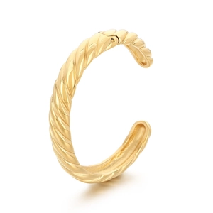 Bracelet jonc en acier inoxydable plaqué or 18k torsadé en forme de C pour homme