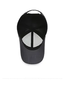 Detailed view of the baseball cap interior with reinforced seams and grey fabric