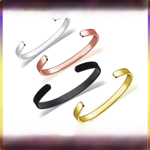 Minimalist stainless steel cuff bracelets in silver, gold, rose gold and black finishes