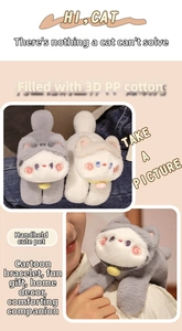 Detail of plush cat slap bracelet featuring soft faux fur and fluffy PP cotton filling
