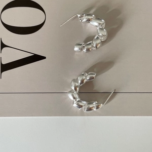 925 Sterling Silver Hoop Earrings Minimalist Twisted Spiral C Shaped Round Tube Studs For Women Elegant Fashion