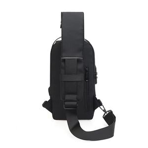 Waterproof nylon crossbody chest bag for men featuring anti-theft combination lock in black